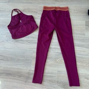 Free people moment purple pocket leggings and halter top longline sports bra set